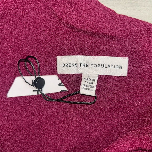 NEW Dress The Population Tiffany One Shoulder Dark Magenta Midi Dress SIZE L - Picture 9 of 10